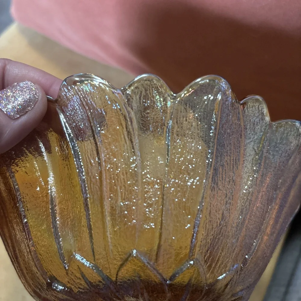 Vintage Indiana Glass Marigold Carnival Glass Sunflower Bowl